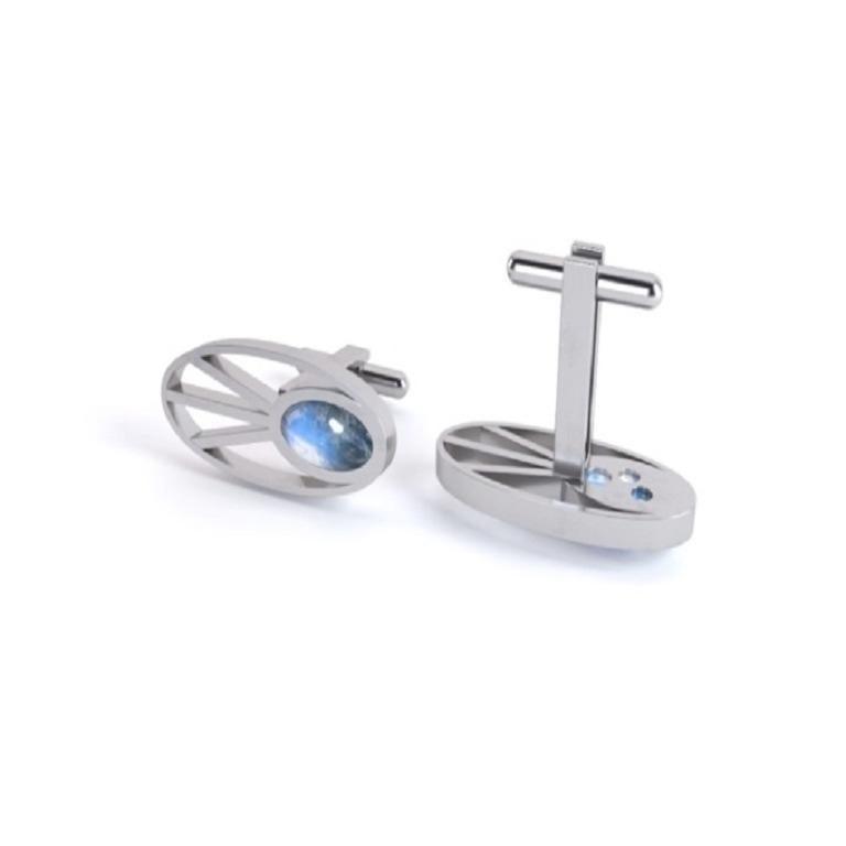 Limited Edition YOKI design, features Blue Moonstone set in Sterling Silver. 

Moonstones measure 12mm x 6mm.  

Dimension: 1mm Width x 2.5mm Length (approx.) 

This item is New and part of 'Architecture' YOKI Collection. 

An original design,