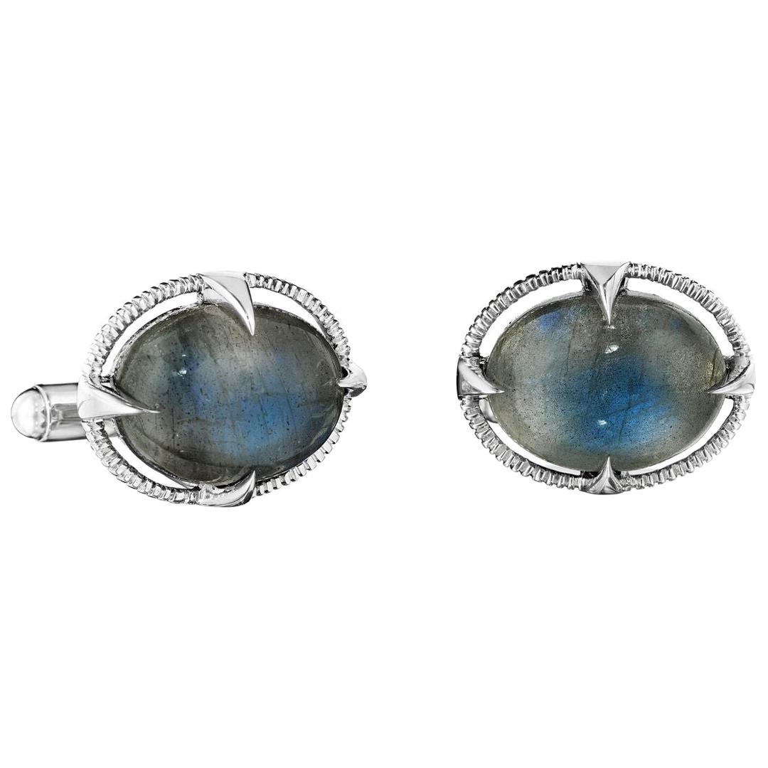 Yoki Sophisticated Labradorite Sterling Silver Cufflinks For Sale