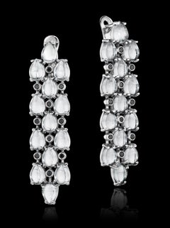Yoki White Topaz and Black Diamond White Gold Drop Earring