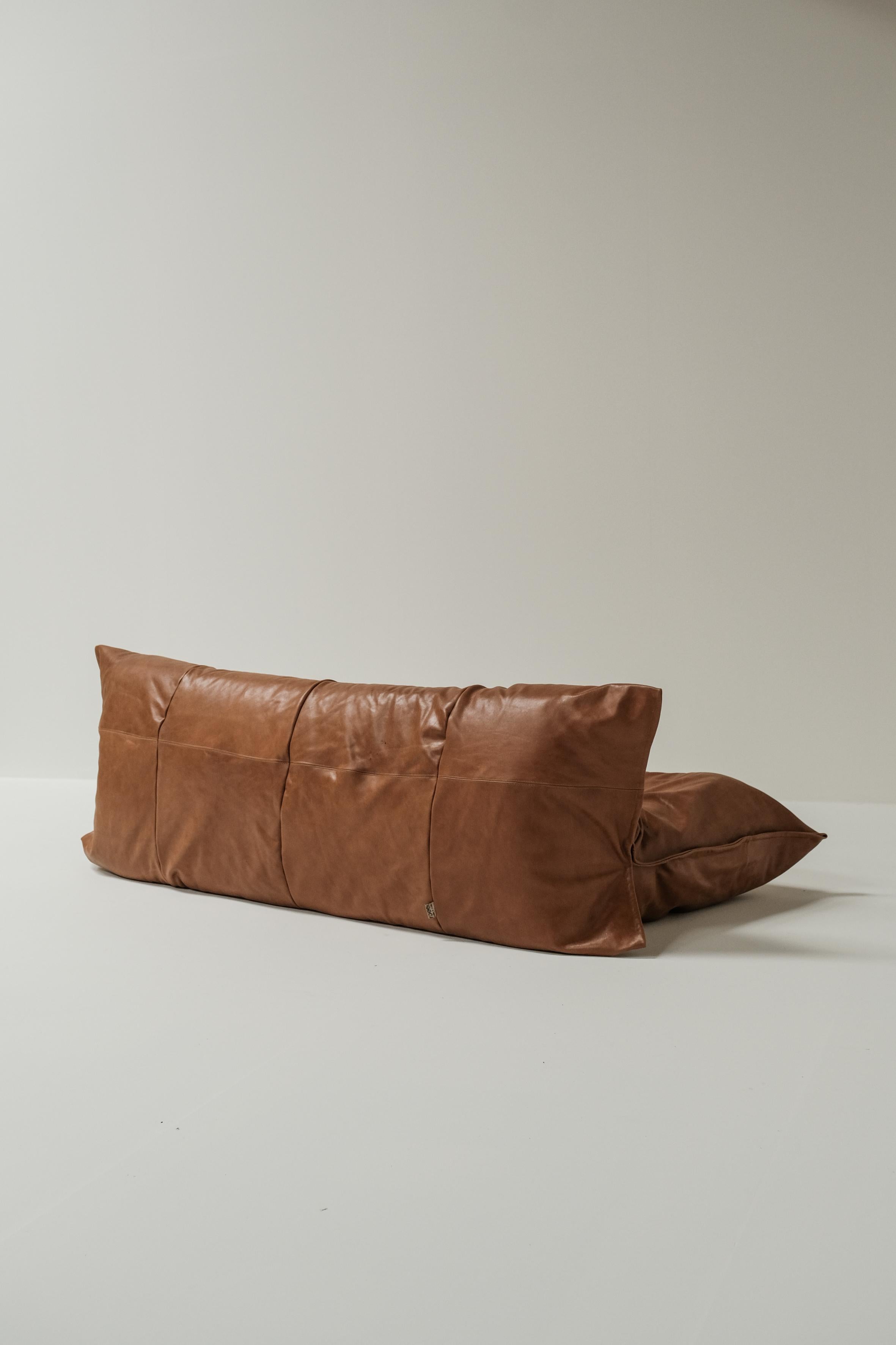 Yoko 3 seater in cognac leather designed by Michel Ducaroy for Ligne Roset 7