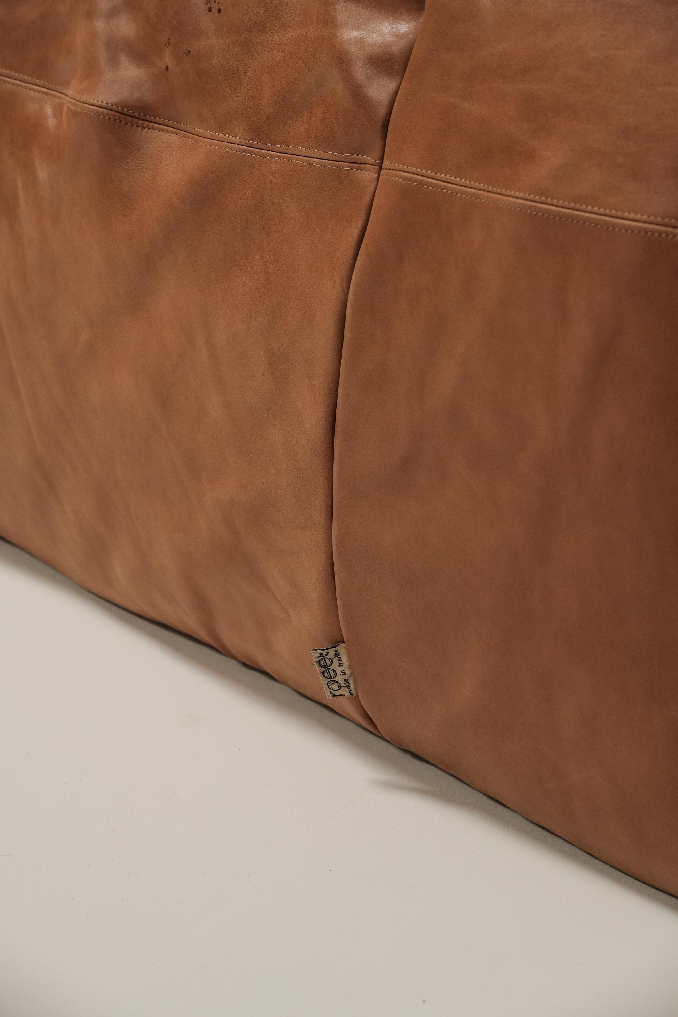 Yoko 3 seater in cognac leather designed by Michel Ducaroy for Ligne Roset 9