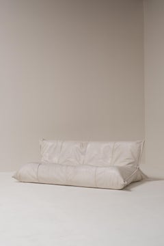 Yoko 3-Seater Sofa by Michel Ducaroy for Ligne Roset, White Leather, 1970s