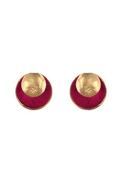 Yoko Earrings in Raspberry Silk & 24k Vermeil Gold by Katerina Makriyianni