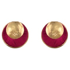 Yoko Earrings in Raspberry Silk & 24k Vermeil Gold by Katerina Makriyianni