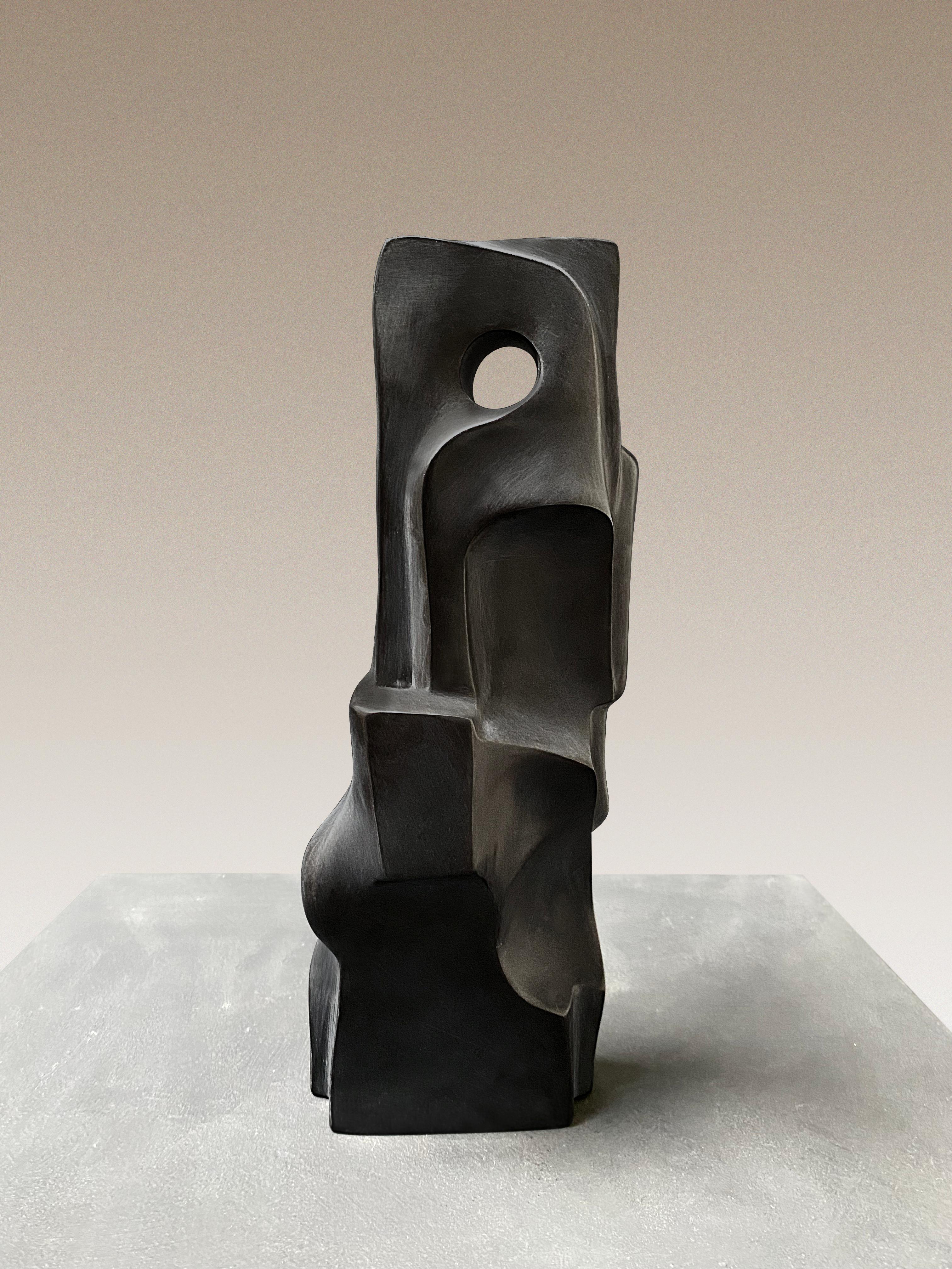 Abstract Contemporary Black Belgian Marble Sculpture by Yoko Kubrick For Sale 1