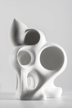 Contemporary Abstract Biomorphic White Marble Sculpture by Yoko Kubrick