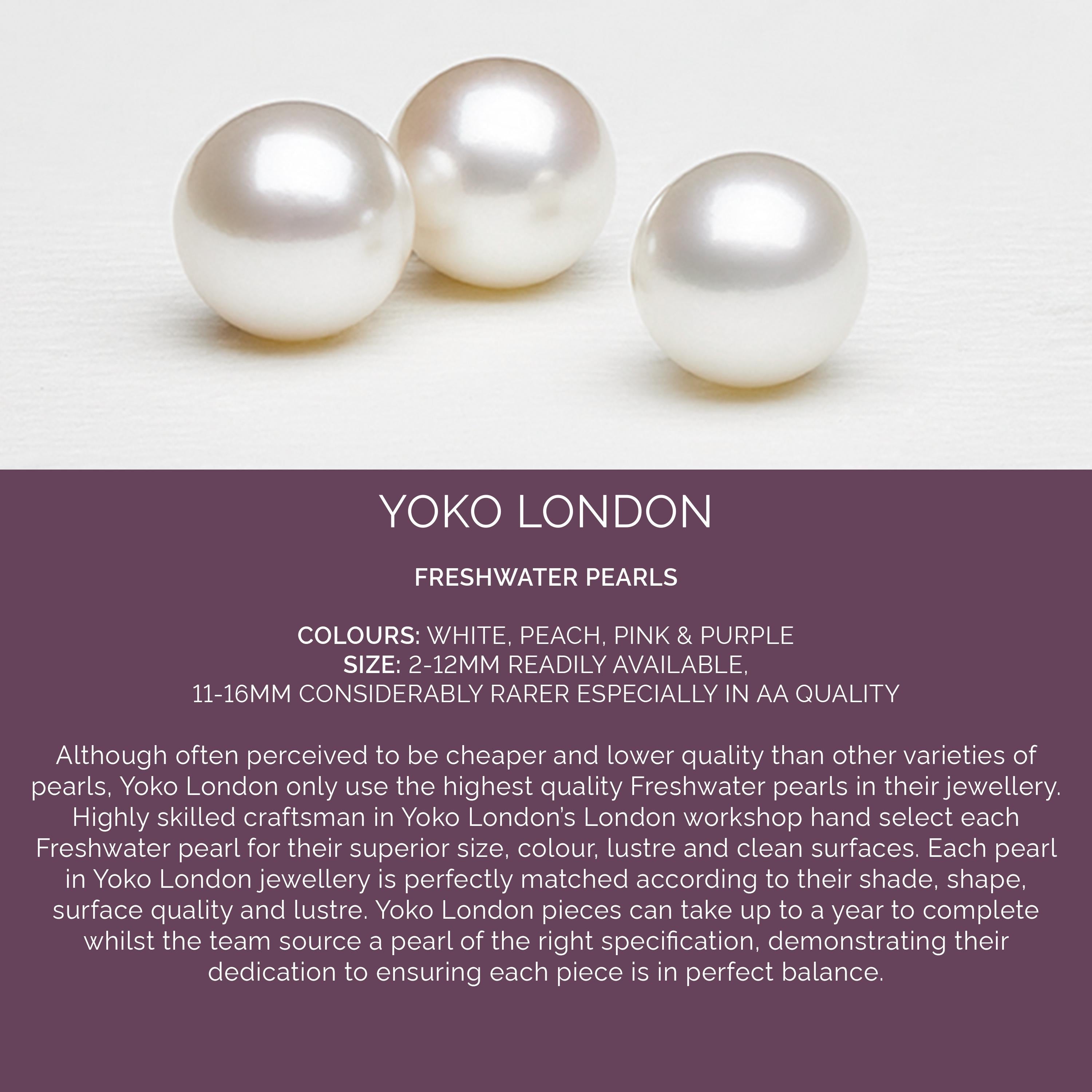 Women's Yoko London Button Freshwater Studs in 18 Karat White Gold