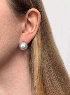 Details about   Huge 13-14mm Natural South Sea White Stud Pearl Earring 14k Gold Stud 