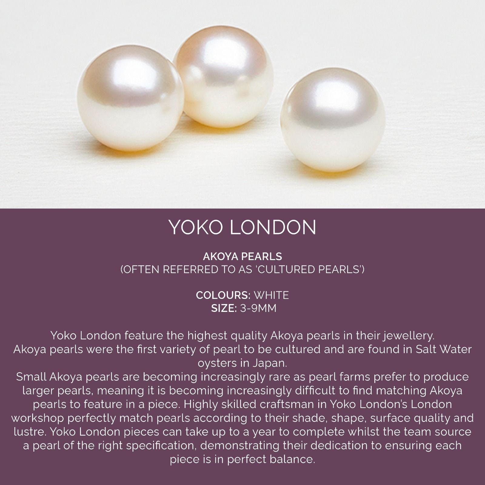 Round Cut Yoko London Japanese Akoya Pearl Necklace in 18 Karat Yellow Gold