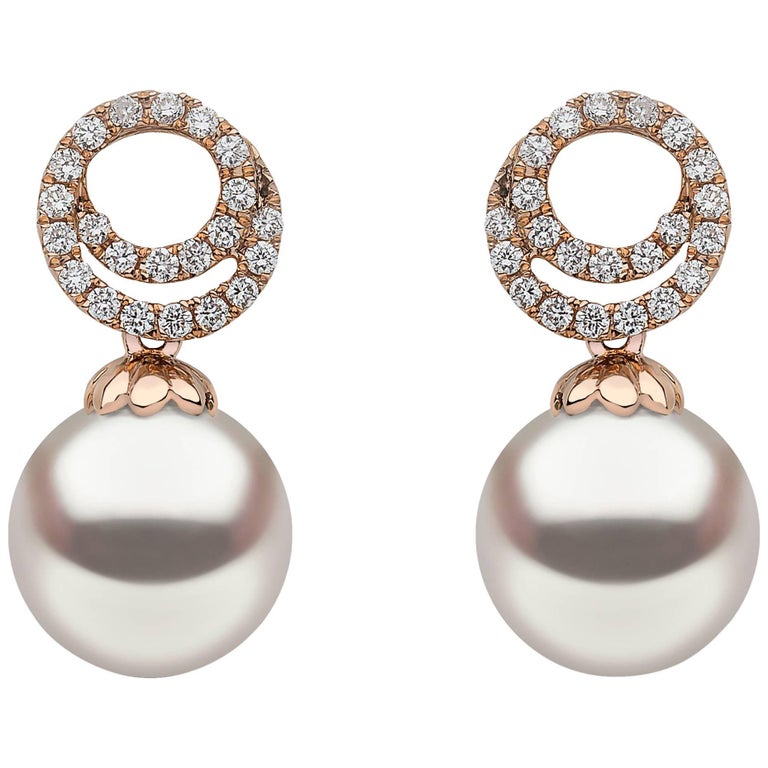 Yoko London Akoya Pearl and Diamond Earrings Set in 18 Karat Rose Gold ...