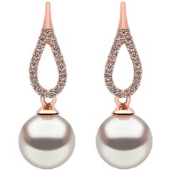 Yoko London Akoya Pearl and Diamond Earrings Set in 18 Karat Rose Gold