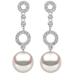 Yoko London Akoya Pearl and Diamond Earrings Set in 18 Karat White Gold