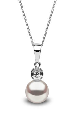 Yoko London Akoya Pearl and Diamond Pendant in 18 Carat White Gold