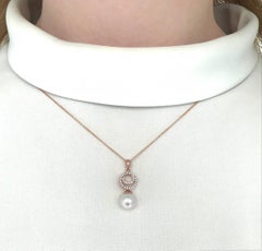 Yoko London Akoya Pearl and Diamond Pendant in 18 Karat Rose Gold