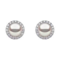 Yoko London Akoya Pearl and Diamond Stud Earrings Set in 18 Carat White Gold