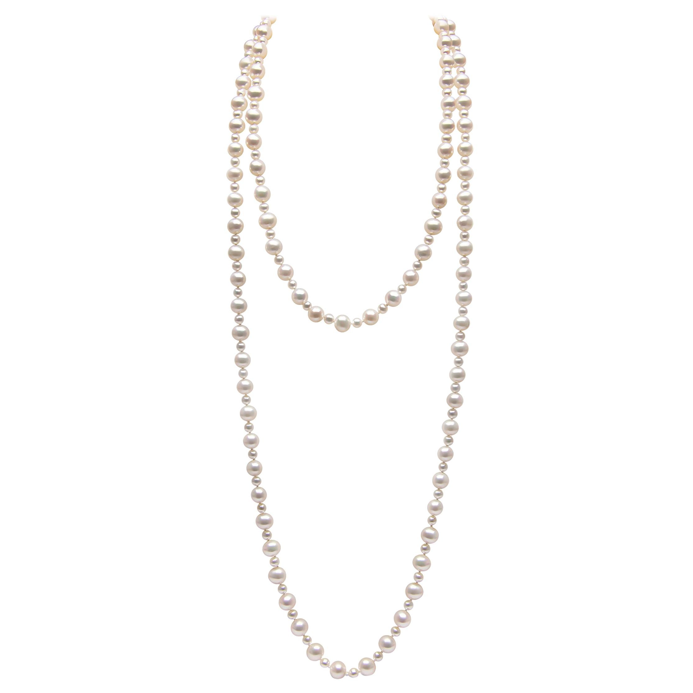 Yoko London Alternating Size Pearl Freshwater Pearl Rope Necklace For Sale