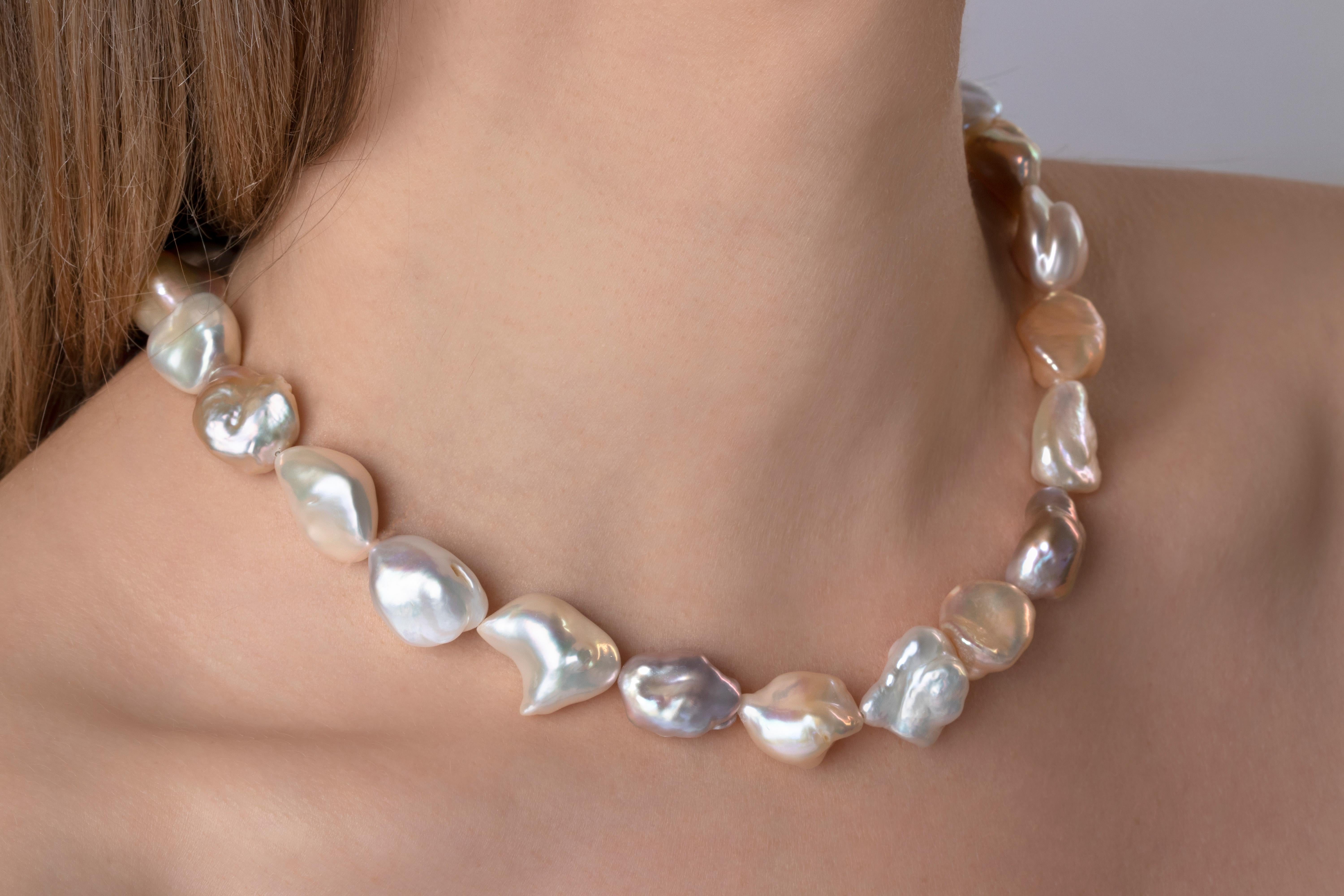 Contemporary Yoko London Baroque Freshwater Pearl Necklace in 18 Karat White Gold