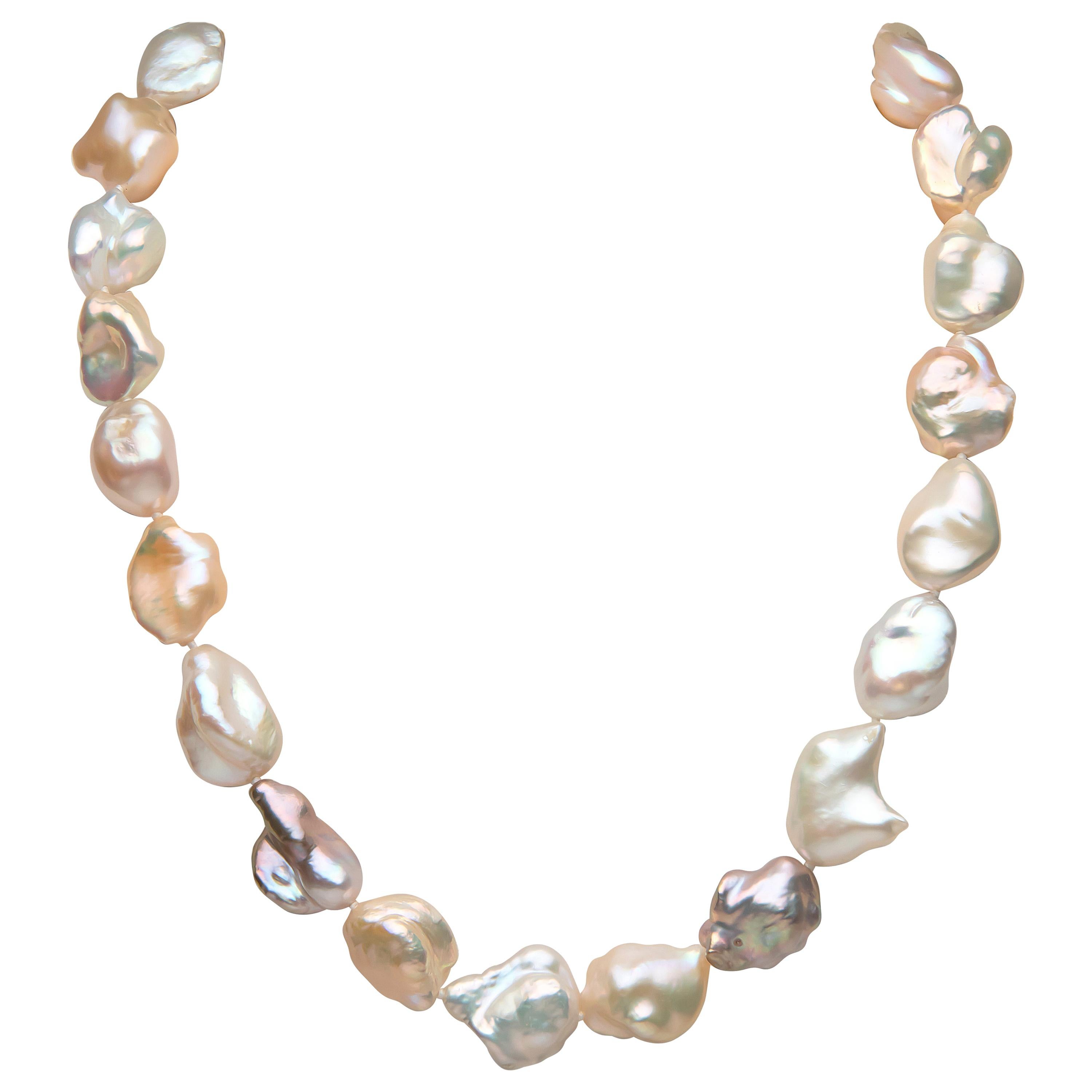 Yoko London Baroque Freshwater Pearl Necklace in 18 Karat White Gold