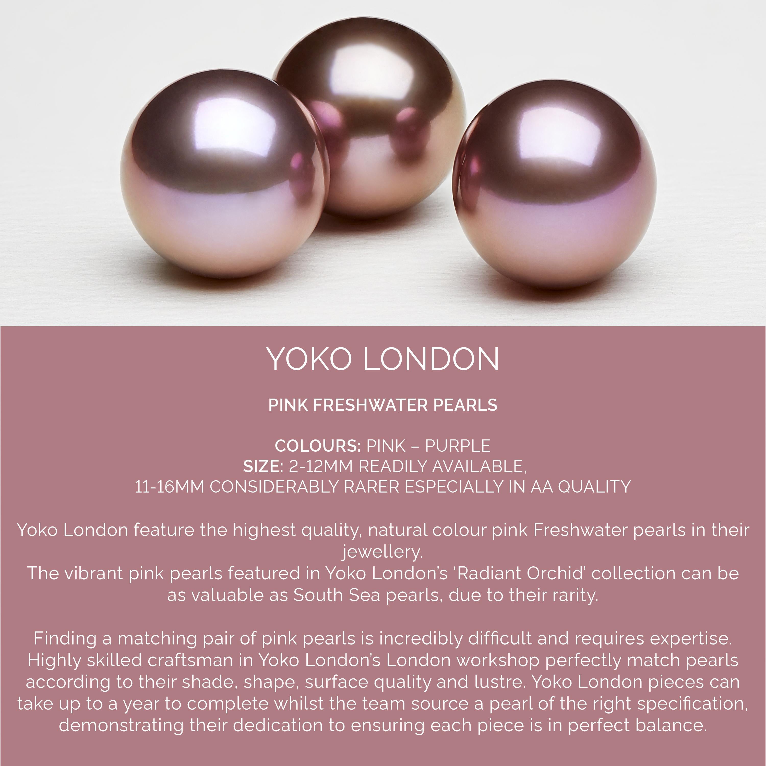 Yoko London Collier de perles d'eau douce roses de couleur naturelle en or 18 carats en vente 1