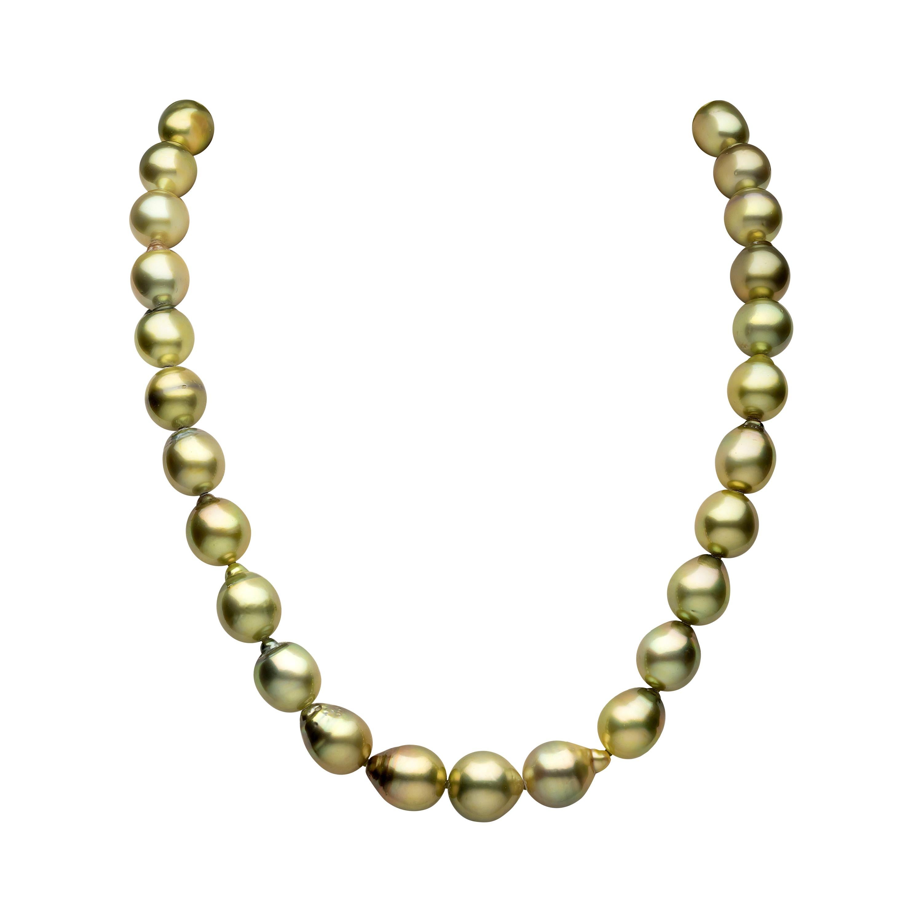 Yoko London Baroque Pistachio-Coloured Tahitian Pearl Necklace in 18 Karat Gold