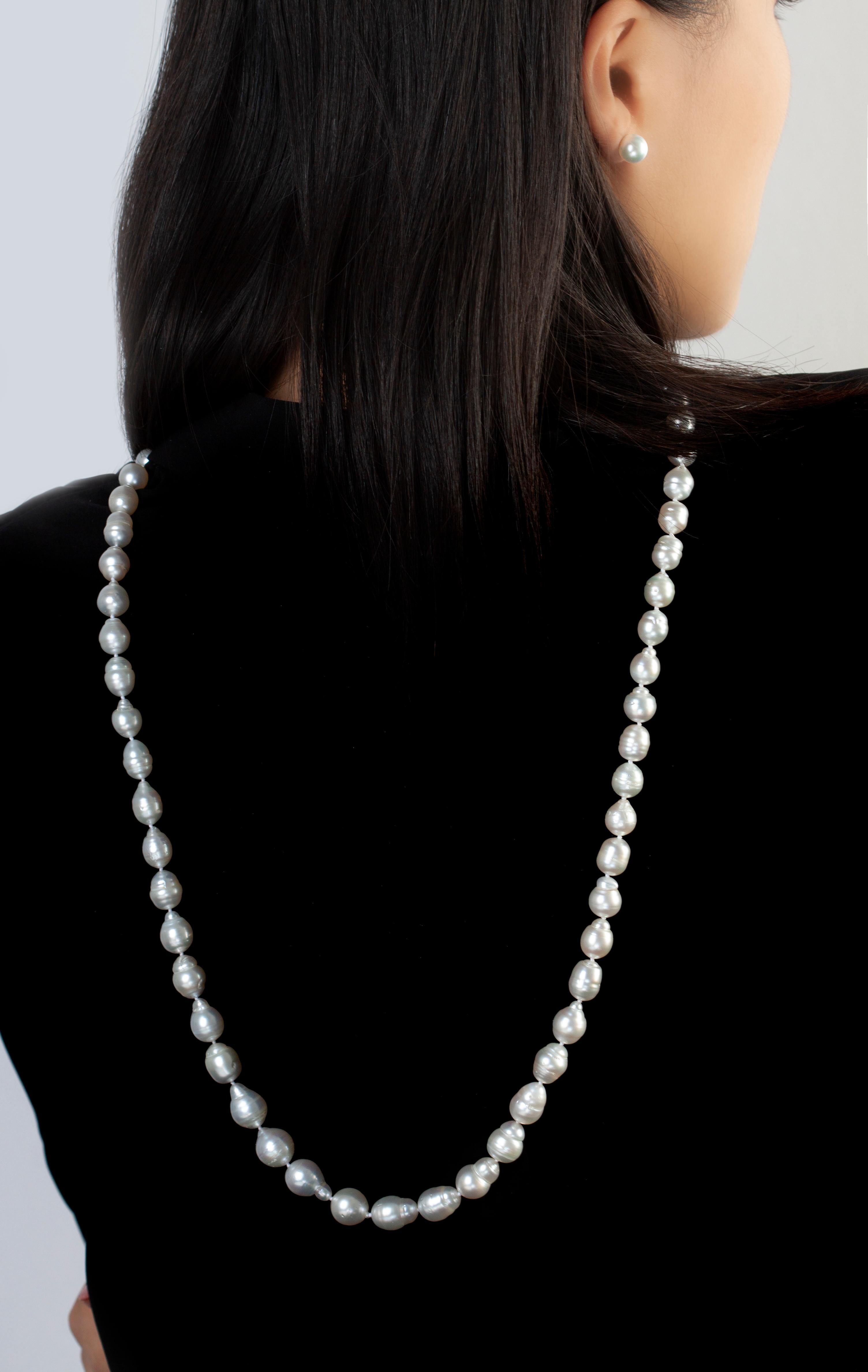 Contemporary Yoko London Baroque South Sea Pearl Necklace in 18 Karat White Gold For Sale