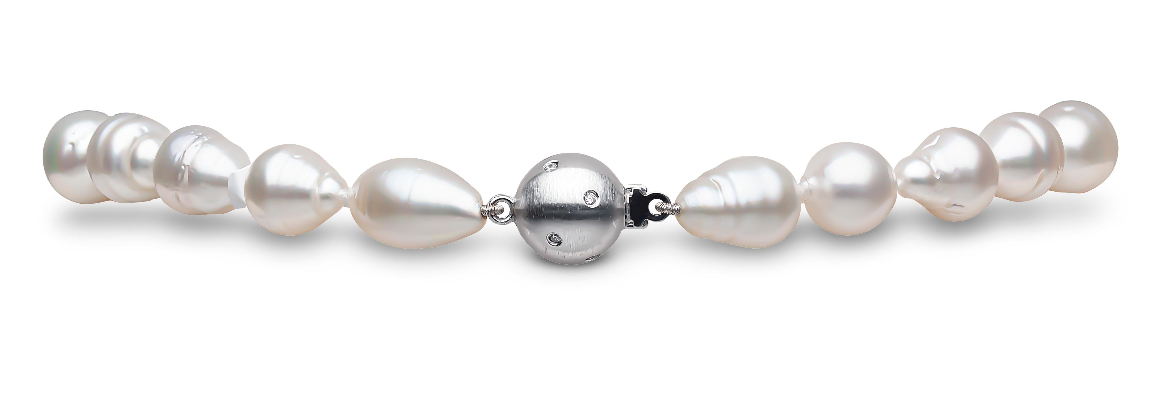 Uncut Yoko London Baroque South Sea Pearl Necklace in 18 Karat White Gold For Sale