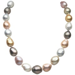Yoko London Baroque Tahitian South Sea & Pink Freshwater Pearl Necklace 18k Gold