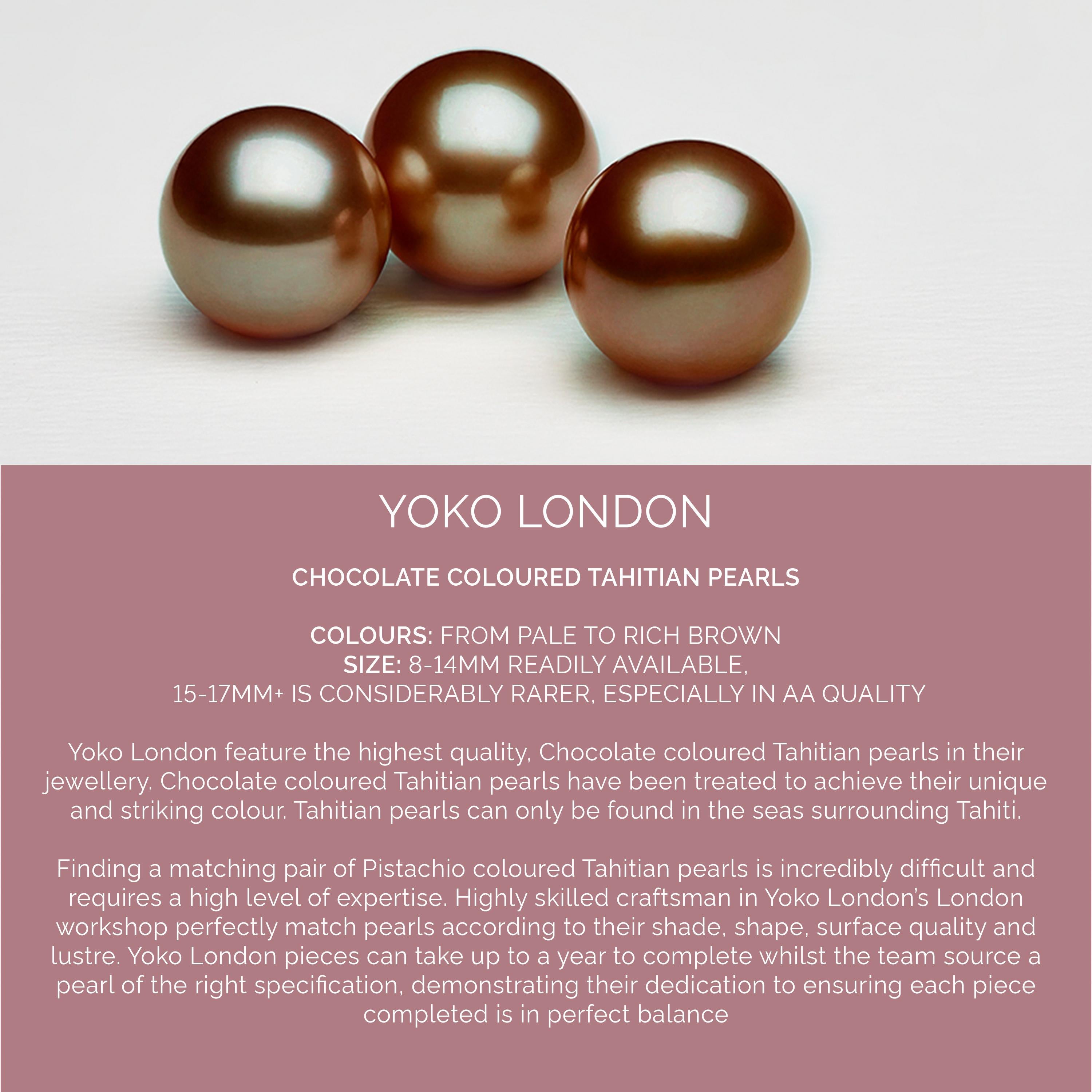 Yoko London Schokoladenfarbene Tahiti-Perlenkette in 18 Karat Gold gefasst (Rundschliff) im Angebot