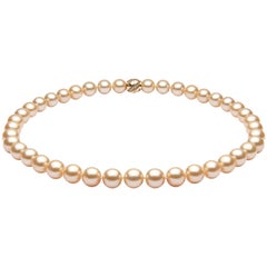 Yoko London Classic Golden South Sea Pearl and Diamond Necklace 18 Karat Gold