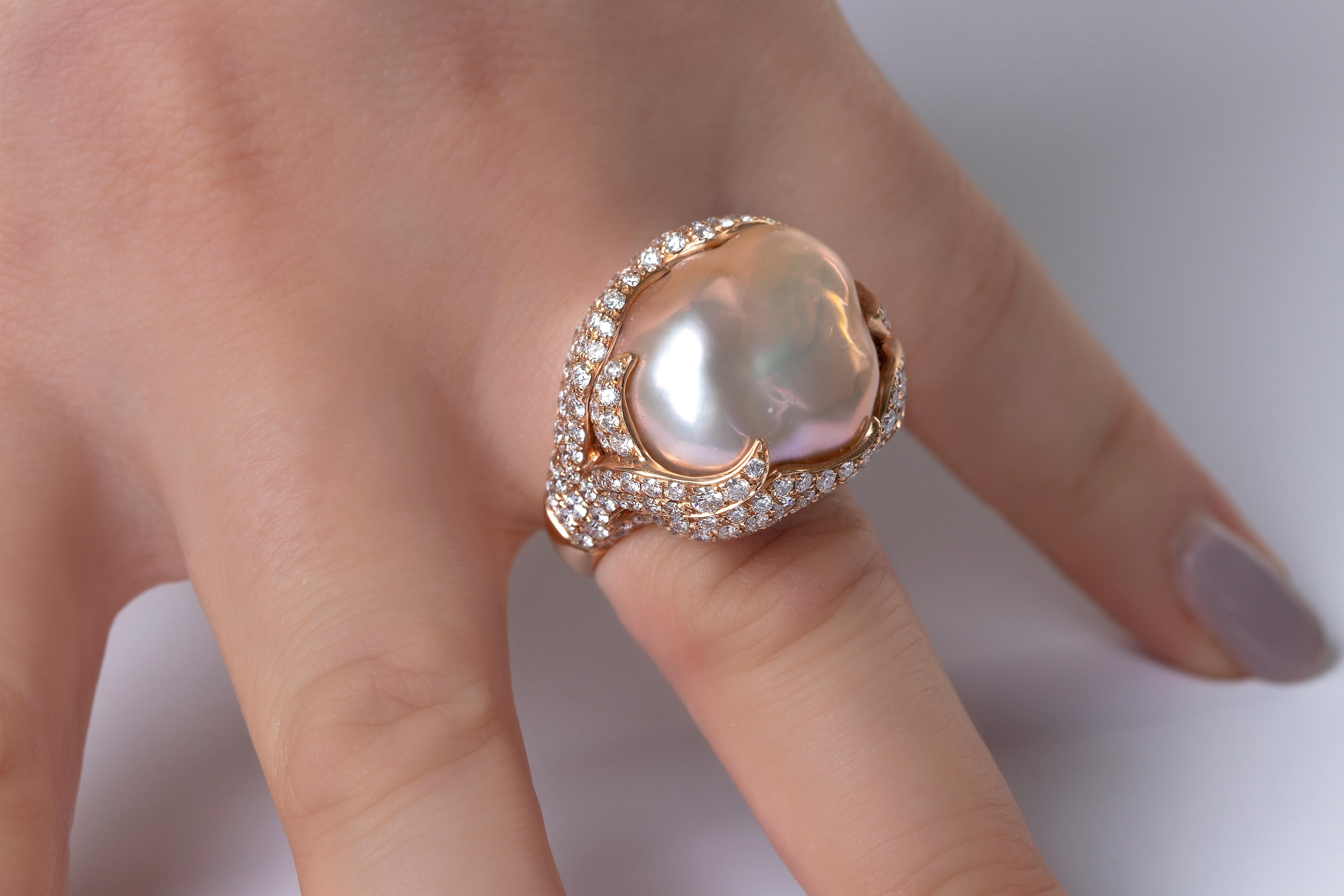 baroque pearl engagement ring
