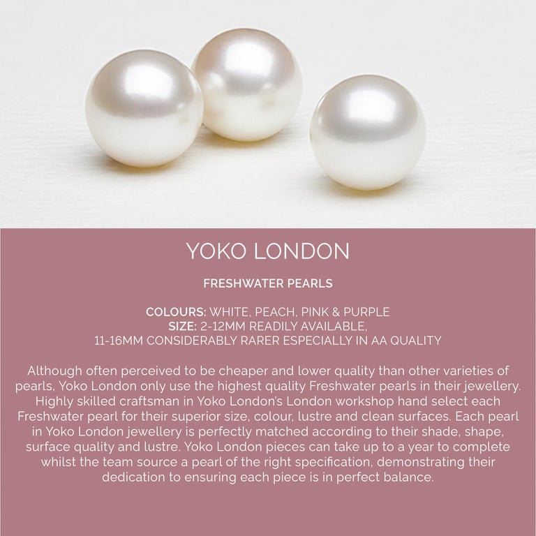 Women's or Men's Yoko London Freshwater Pearl and Diamond Choker Necklace in 18K Yellow Gold For Sale