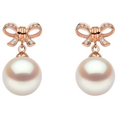 Yoko London Freshwater Pearl and Diamond Earrings in 18 Karat Rose Gold