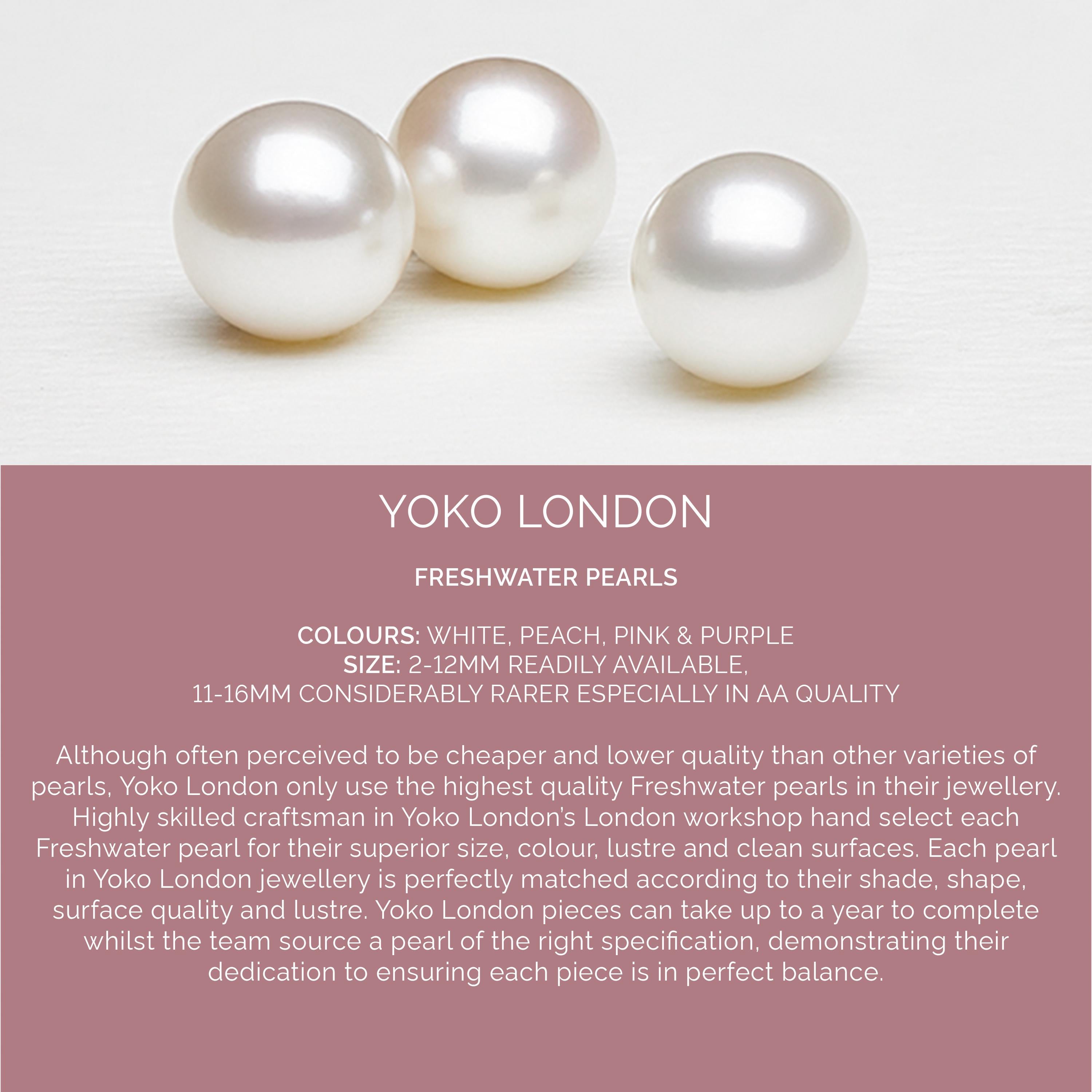 Yoko London Süßwasserperlen- und Diamant-Ohrringe aus 18-karätigem Weißgold (Rundschliff) im Angebot