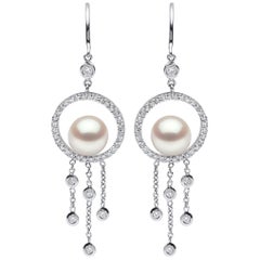 Yoko London Freshwater Pearl and Diamond Earrings in 18 Karat White Gold