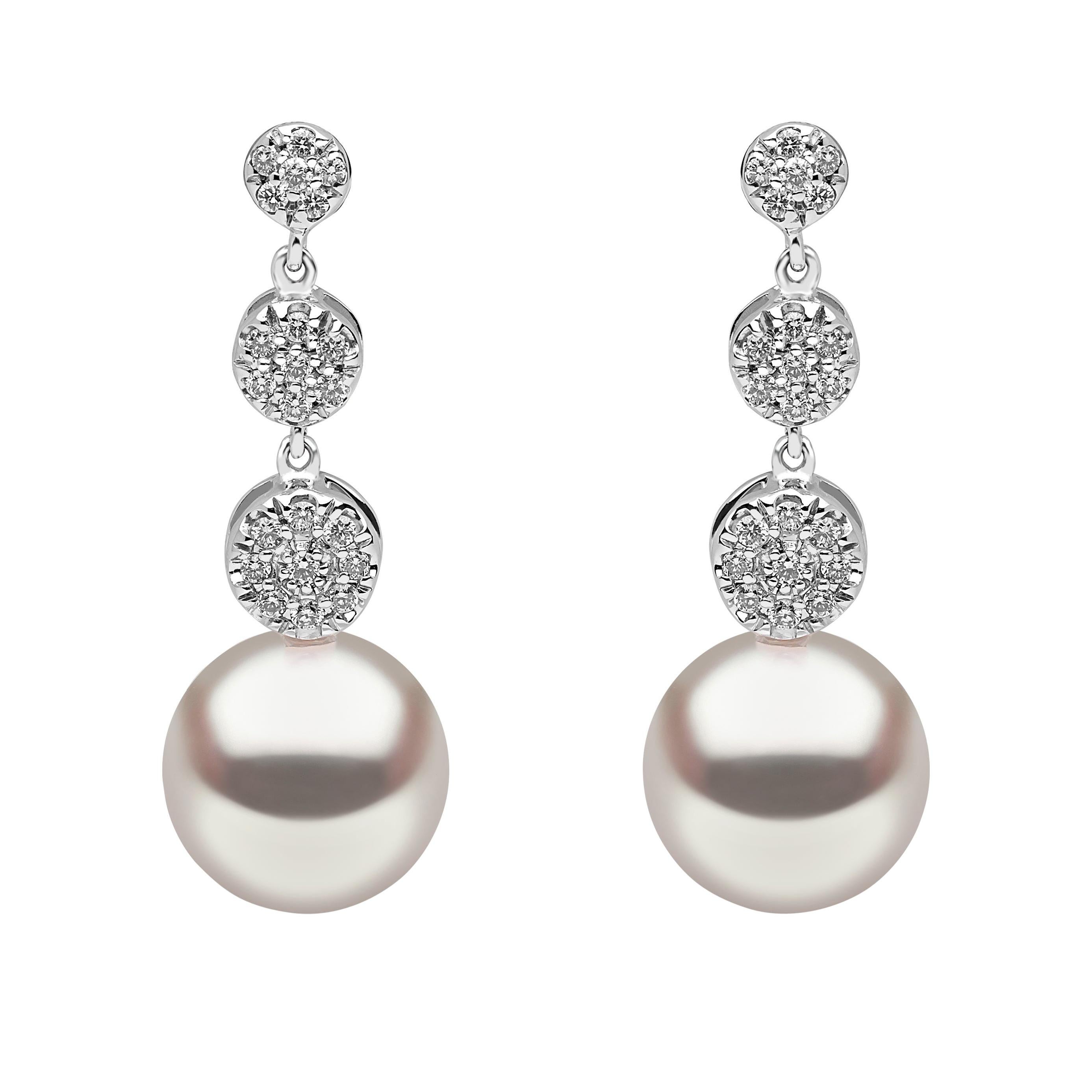 Yoko London Boucles d'oreilles en or blanc 18 carats avec perles d'eau douce et diamants