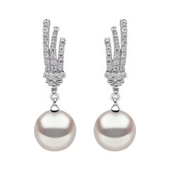 Yoko London Freshwater Pearl and Diamond Earrings in 18 Karat White Gold