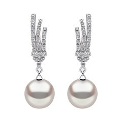 Yoko London Freshwater Pearl and Diamond Earrings in 18 Karat White Gold