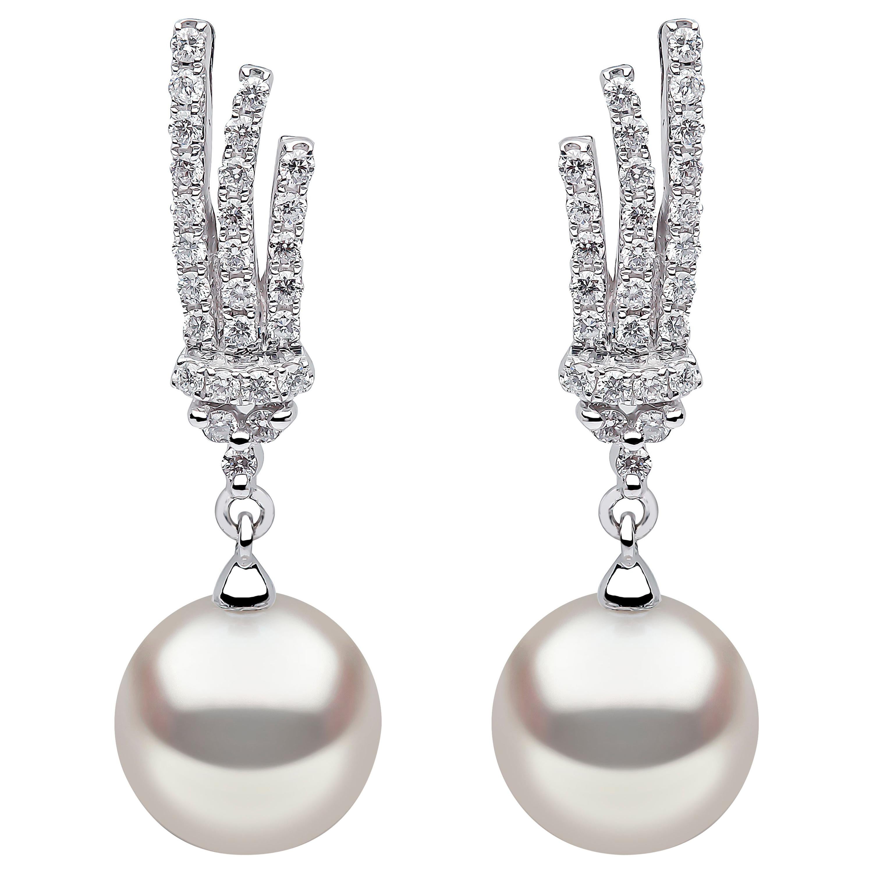 Yoko London Freshwater Pearl and Diamond Earrings in 18 Karat White Gold