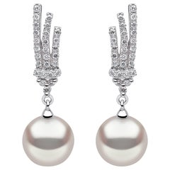 Yoko London Freshwater Pearl and Diamond Earrings in 18 Karat White Gold