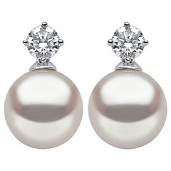 Yoko London Freshwater Pearl and Diamond Earrings in 18 Karat White Gold