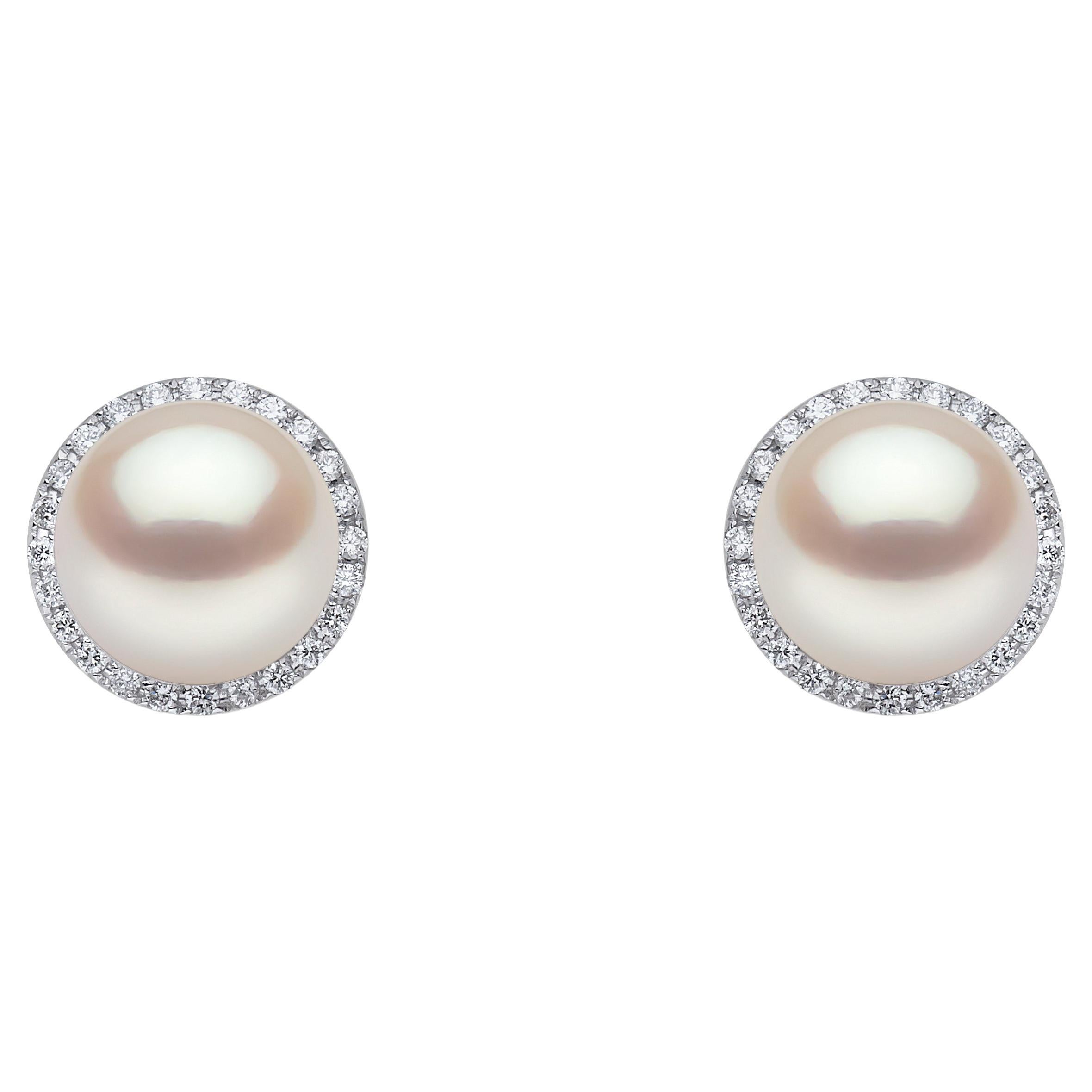 Yoko London Freshwater Pearl and Diamond Earrings in 18 Karat White Gold