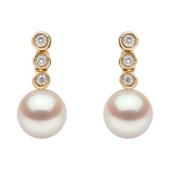 Yoko London Freshwater Pearl and Diamond Earrings in 18 Karat Yellow Gold