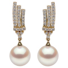 Yoko London Freshwater Pearl and Diamond Earrings in 18 Karat Yellow Gold