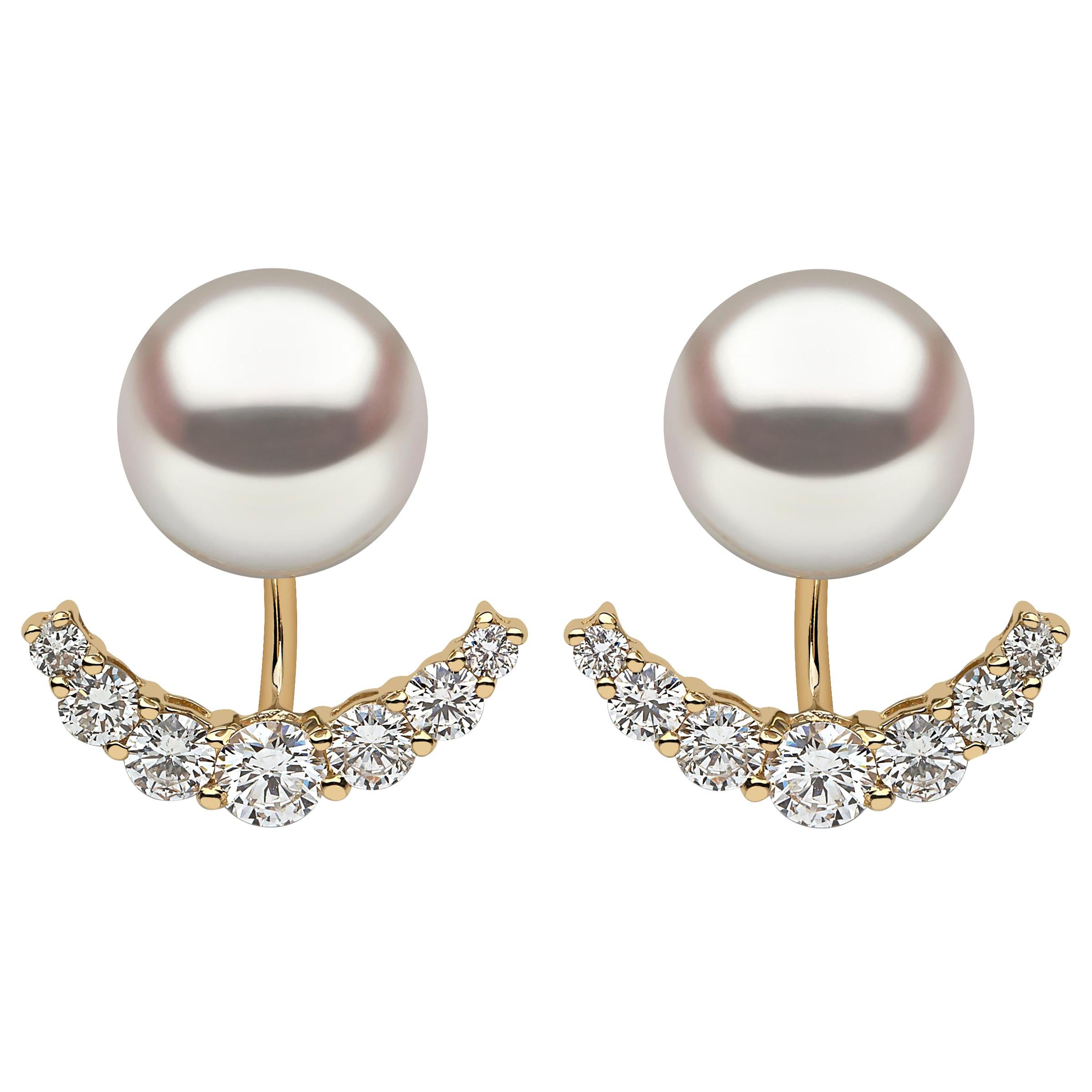 Yoko London Freshwater Pearl and Diamond Earrings in 18 Karat Yellow Gold