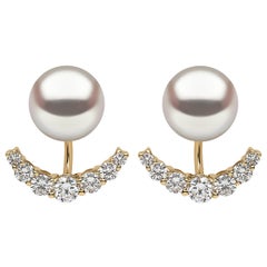 Yoko London Freshwater Pearl and Diamond Earrings in 18 Karat Yellow Gold