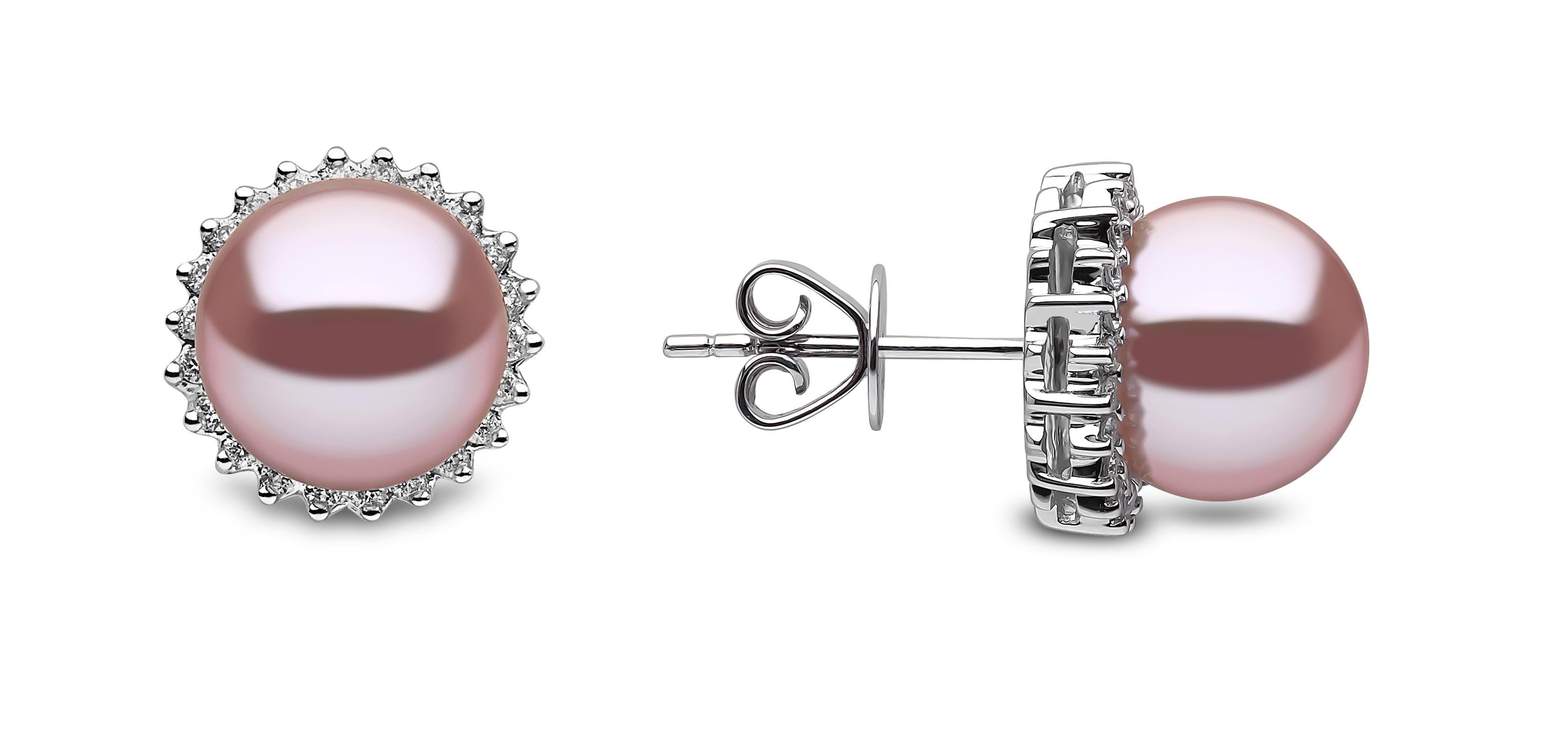 Contemporary Yoko London Freshwater Pearl and Diamond Earrings in 18 Karat White Gold For Sale