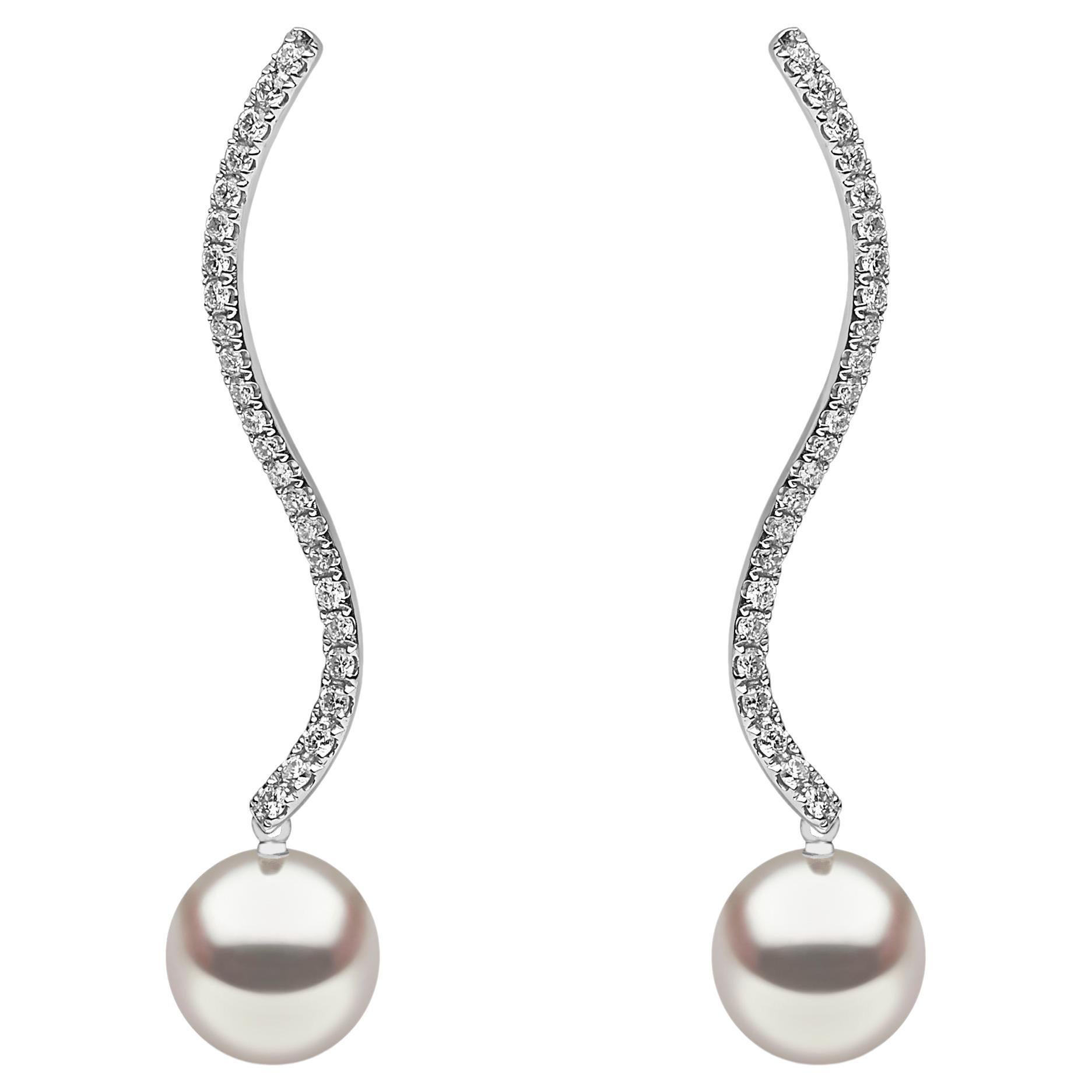 Yoko London Freshwater Pearl and Diamond Earrings in 18K White Gold