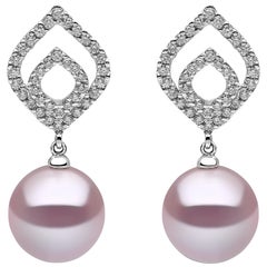 Yoko London Freshwater Pearl and Diamond Earrings set in 18 Karat White Gold
