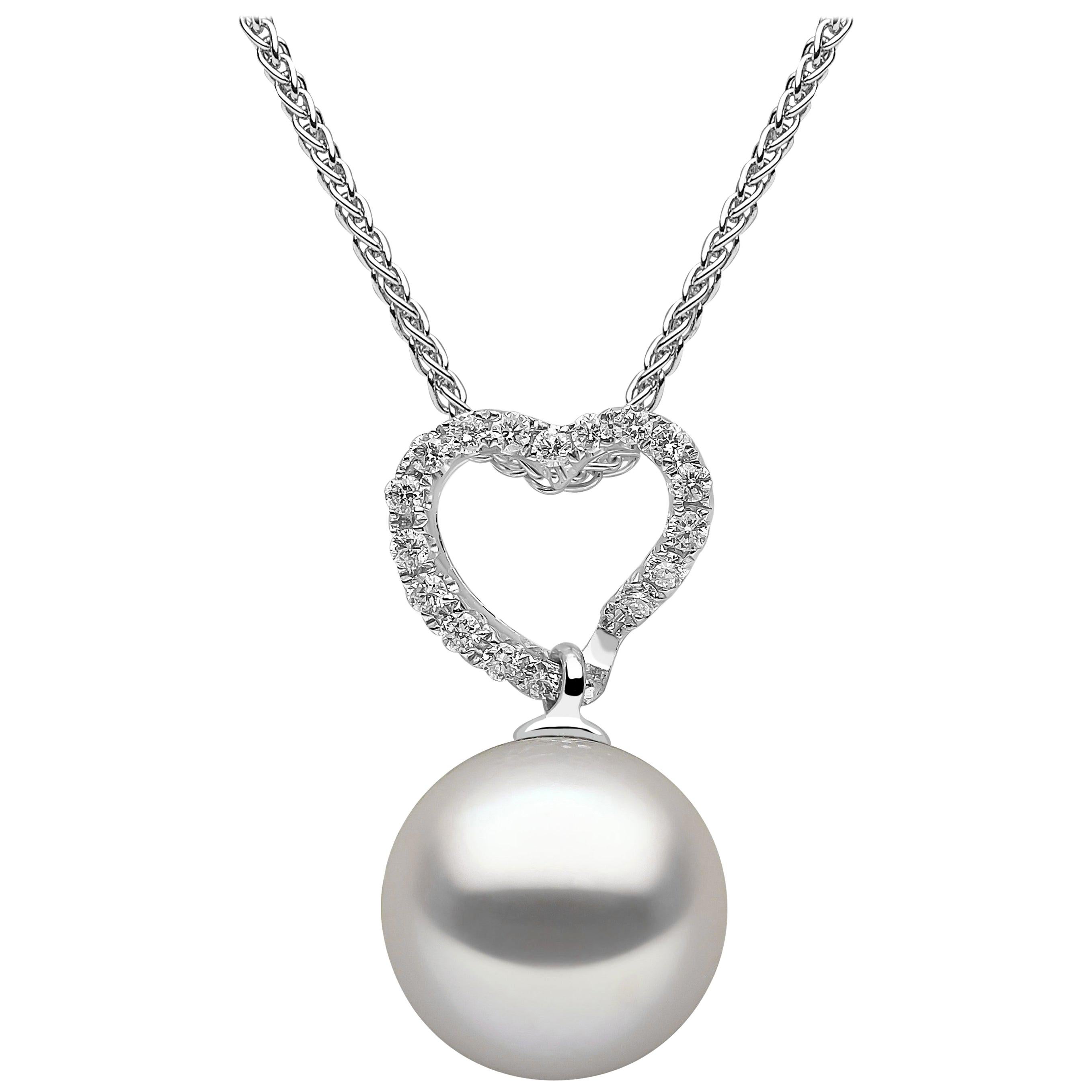 Yoko London Freshwater Pearl and Diamond Necklace in 18 Karat White Gold