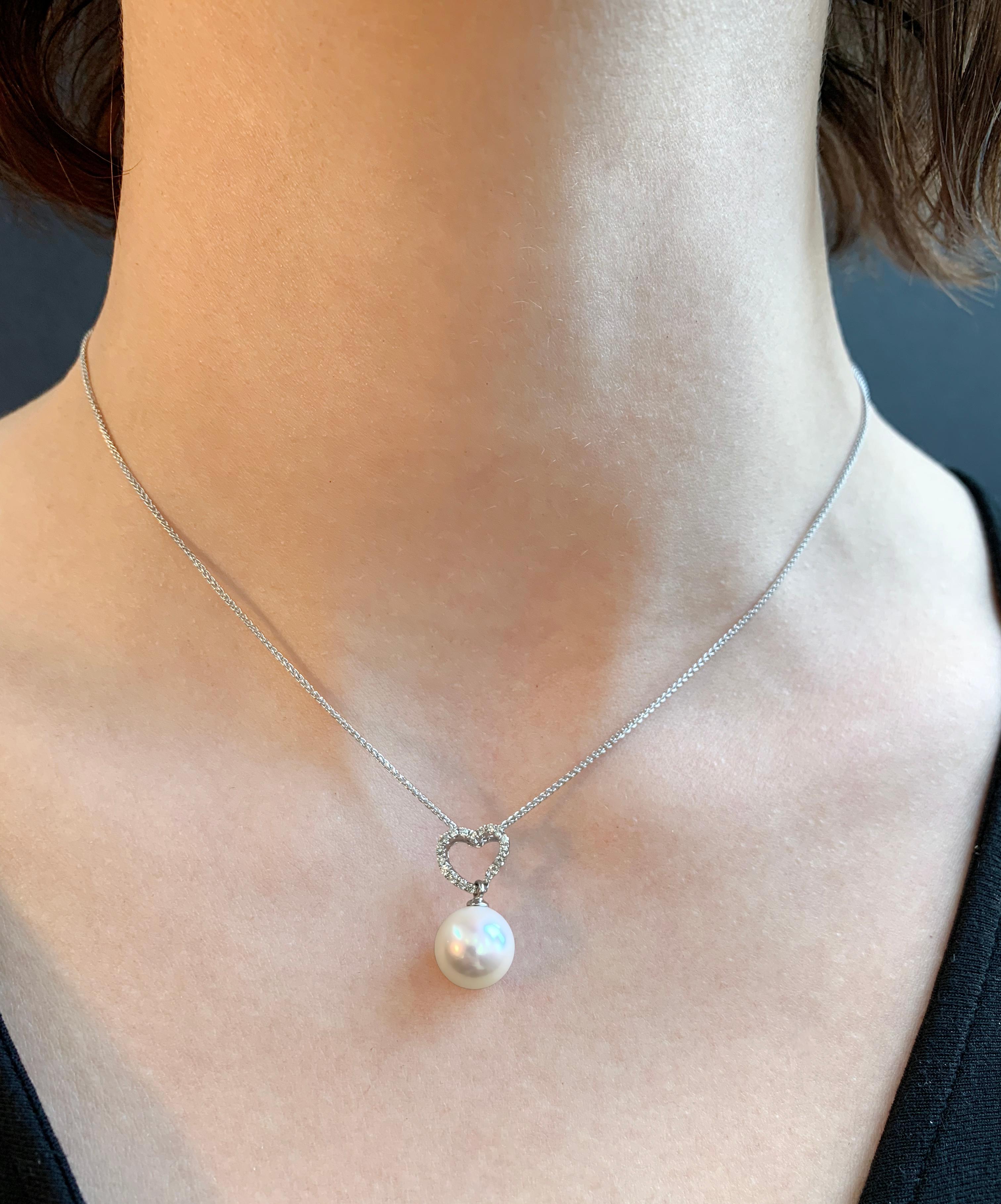 Modern Yoko London Freshwater Pearl and Diamond Necklace in 18 Karat White Gold